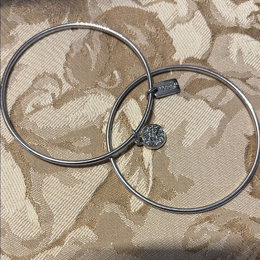 Coach Silver Minimalist Bangle Bracelets